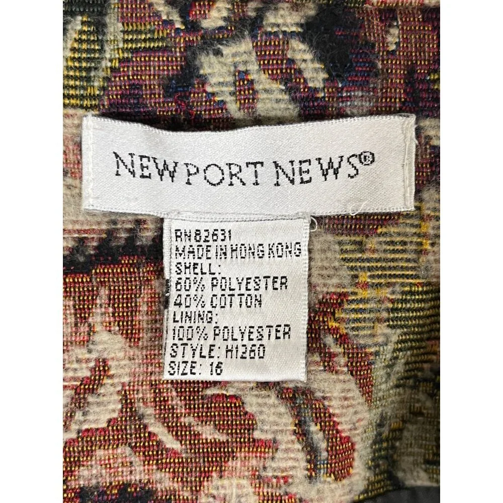 Vintage Floral Tapestry‎ Blazer Tan 16 Earthy 90s Retro Indie Folk Colorful Chic